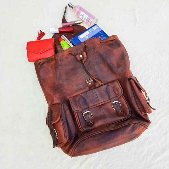 Moroccan Leather Backpack - Leather Shoulder Bag